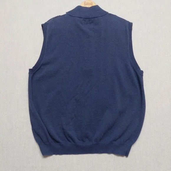 Walter Hagen Sweater Vest Men L 1/4 Zip Argyle Knit Blue Golf Preppy Classic - Picture 6 of 11
